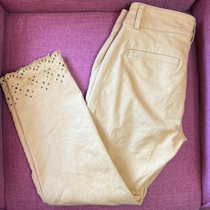 LOFT WOMENS EYELET LACE CUFF‎ CAPRI JEANS SIZE 0 PETITE